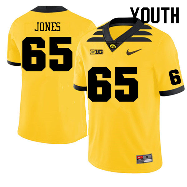 Youth #65 Logan Jones Iowa Hawkeyes College Football Jerseys Sale-Gold